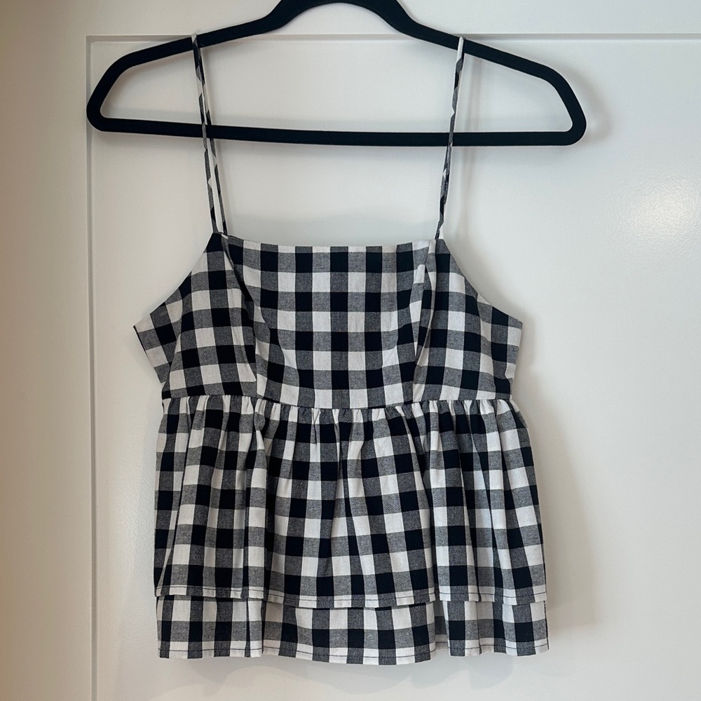 Pink Lily Checkered Camisole in Black and White